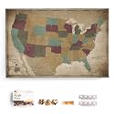 USA Map Canvas Wall Art with Cork Pin Board – Decorative Push Pin Travel Map for Home, Office, Living Room, Bedroom (70x50cm - Pattern 12)