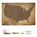 USA Map Canvas Wall Art with Cork Pin Board – Decorative Push Pin Travel Map for Home, Office, Living Room, Bedroom (90x60cm - Pattern 01)