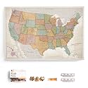 USA Map Canvas Wall Art with Cork Pin Board – Decorative Push Pin Travel Map for Home, Office, Living Room, Bedroom (120x80cm - Pattern 22)