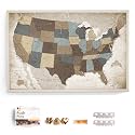 USA Map Canvas Wall Art with Cork Pin Board – Decorative Push Pin Travel Map for Home, Office, Living Room, Bedroom (70x50cm - Pattern 25)