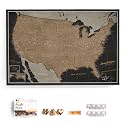 USA Map Canvas Wall Art with Cork Pin Board – Decorative Push Pin Travel Map for Home, Office, Living Room, Bedroom (120x80cm - Pattern 06)