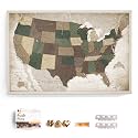 USA Map Canvas Wall Art with Cork Pin Board – Decorative Push Pin Travel Map for Home, Office, Living Room, Bedroom (120x80cm - Pattern 24)