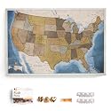 USA Map Canvas Wall Art with Cork Pin Board – Decorative Push Pin Travel Map for Home, Office, Living Room, Bedroom (150x100cm - Pattern 15)