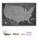 USA Map Canvas Wall Art with Cork Pin Board – Decorative Push Pin Travel Map for Home, Office, Living Room, Bedroom (120x80cm - Pattern 07)