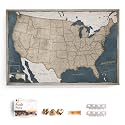 USA Map Canvas Wall Art with Cork Pin Board – Decorative Push Pin Travel Map for Home, Office, Living Room, Bedroom (90x60cm - Pattern 18)