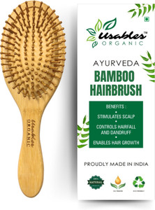 usables organic bamboo hair brush with bamboo bristles wooden oval hair brush for men and women
