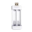 USB 1.2V AA AAA Ni-CD NiMH 2 Slot Battery Charger with LED Indicators, Charge 2 Batteries At a Time