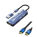 USB 3.0 Video Capture Card with 60in HDMI Cable PD 100W and USB3.0 Port, Streaming Game Recording 4K, 60FPS, HDMI to USB-A/USB-C Capture Card for Quest 3, Switch, PS5/4, Camera, Xbox, Tablet PC