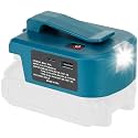 USB Adapter for Makita 18V Battery, 1 USB-C & 1 Type-C Fast Charger with 200LM LED Work Light, Portable Belt Clip Power Converter for Jobsite