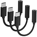 USB C to 3.5mm Headphone Jack Adapter for iPhone17/ iPhone 16/16 Pro/15/15 Pro/Pro Max/Plus, Type C Aux Audio Dongle Cable Cord Compatible with iPad, Samsung Galaxy S23/S23/S22/S21 Black（3 Pack）
