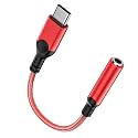 USB C to 3.5mm Headphone Jack Adapter for iPhone 17/16/15/Pro Max/Plus, Type C Aux Audio Dongle Cable Cord Compatible with iPad, Samsung Galaxy S25/24/S23, MacBook (Red, 1 Pack)