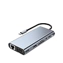 USB C Adapter 4K HDMI/VGA/Type C PD/RJ45/ SD/TF Card Reader(11-in-1 HDMI)