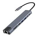 USB C Adapter 4K HDMI/VGA/Type C PD/RJ45/ SD/TF Card Reader(8-in-1 HDMI)