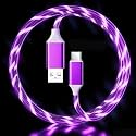 USB A to C Cable PD Fast Charging Purple Colorful Lighted Up Charger Cord for Phones/Tablets-39 Inches Purple
