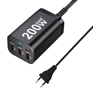 usb c charger block 200w multi port usb fast charging station hub gan pps pd 100w type c wall charger power adapter for multiple devices laptop ipad 1phone 17 mabook galaxy s26 android 200w 3c3u