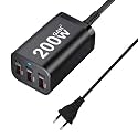 USB C Charger Block 200W Multi Port USB Fast Charging Station Hub GaN PPS PD 100W Type C Wall Charger Power Adapter for Multiple Devices Laptop iPad 1Phone 17 MaBook Galaxy S26 Android (200W 3C+3U)