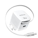 USB-C Charger Block, 30W Max GaN 2 Port Fast Charging w/Built-in Retractable C Cable & Foldable Plug, PD/PPS for iPhone 16Pro Max/16/Pixel 9 pro/Galaxy/iPad/MacBook,Compact Travel Charger