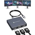 USB C to DisplayPort Splitter 4K@60Hz DisplayPort MST Hub for Triple Monitors with 100W PD Supports Extended Mirror Mode (Mac OS Only Mirror) Compatible with Thunderbolt 3/4/5 Laptops Windows