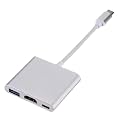 USB C to HDMI-Compatible VGA t2y>pe-c Digital AV Multiport Adapter 3 Converter to 4K 1080P Fast(Silver 3 in 1)