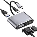 USB C to HDMI-Compatible VGA t2y>pe-c Digital AV Multiport Adapter 3 Converter to 4K 1080P Fast(Gray 4 in 1)