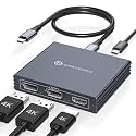 USB C to HDMI + Displayport Splitter 3 Monitors with 100W PD Charging Thunderbolt to HDMI DP Splitter 1 in 3 Out Multiple Monitors Extended Display Hub for Converter Compatible with Laptop, PC
