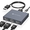 Displayport Splitter 3 Monitors Dual DP with HDMI Adapter 4K60Hz Extended Display 1 in 3 Out Displayport MST Hub for Multiple Monitors Compatible for PC, Graphics Card, Lenovo, HP and More