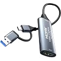 USB C HDMI Video Capture Card, 4K 30Hz HDMI to USB 3.0 Capture Adapter, 1080P 60FPS Video Capture Device for Laptop PC, Streaming, Gaming, Recording, Live Video