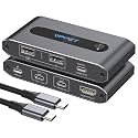 USB C KVM Switch 1 Monitors 2 Laptop 4K@60Hz HDMI KVM Switch 2 Port Share 1 Monitor Keyboard Mouse Hard Drives Printer Support 100W Charging for Laptop