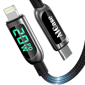 usb c to l ightning cable aicase 4ft charging syncing cord with led display compatible with iphone 13 13 pro 12 pro max 12 11 x xs xr 8 plus airpods pro supports power delivery 4ft