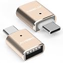 USB C to USB Adapter(2 Pack), USB C Male to USB 3.0 Female Adapter OTG Converter Compatible with MacBook Pro 2019/2018/2017,MacBook Air 2018 and More Type-C Devices, Gold