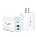 USB C Wall Charger Block, 2-Pack 40W 4-Port Type C Fast Charging Block Dual USBC Power Adapter+ QC Multiport Wall Plug Multi Charger Block for iPhone 17 16 15 14 13 12 11 Pro Max Plus, iPad, Samsung