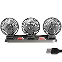 USB Car Fan 5V 12V 24V 2 Speeds Electric Cooling Fan 3 Heads Rotating Quiet Strong Cooling Air Circulators
