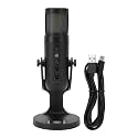 USB Condenser Microphone with RGB Light, Professional Recording Microphone, 360 Degree Rotatable Computer Mic for PC Laptop iOS, Plug and Play USB Microphone with Noise Reduction C