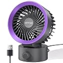 USB Desk Fan Small Quiet, Stepless Speeds Powerful Wind Mini Desktop Fans for Home Office Dorm Room, Personal Cooling Fan USB Powered, Compact Size Easy for Travel, Gray+Purple