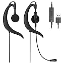 USB Earbuds with Microphone & Adjustable Ear Hooks for PC Laptop