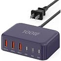 USB Fast Charger Block 50% Smaller 100W Max 6-Port GaN USB Charging Station