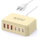 USB Fast Charger Block 50% Smaller 100W Max 6-Port GaN USB Charging Station