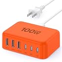 USB Fast Charger Block 50% Smaller 100W Max 6-Port GaN USB Charging Station