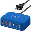 USB Fast Charger Block 50% Smaller 100W Max 6-Port GaN USB Charging Station