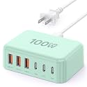 USB Fast Charger Block 50% Smaller 100W Max 6-Port GaN USB Charging Station