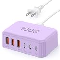 USB Fast Charger Block 50% Smaller 100W Max 6-Port GaN USB Charging Station