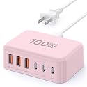 USB Fast Charger Block 50% Smaller 100W Max 6-Port GaN USB Charging Station