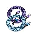 USB A to Lightning Cord, 2Pack/3Ft Nylon Braided iPhone Charger Cable