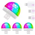 USB Mini Disco Ball Light,Sound Activated DJ Stage Strobe Lights with Mobile Phone Adapter Disco Strobe Ball Party Light for Home Room Bedroom Car Decoration 4W RGBW (B)