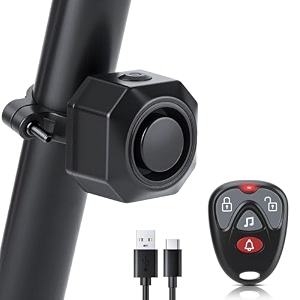 usb rechargeable bike alarm with remote - 110db loud adjustable wireless anti-theft vibration motion sensor security system for bicycle motorcycle ebike scooter car trailer waterproof