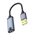 USB Sound Card External Sound Card USB to 3.5mm Sound Adapter Stereo Sound Card Headphone Mic Converters for Laptop
