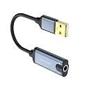 USB Sound Card External Sound Card USB to 3.5mm Sound Adapter Stereo Sound Card Headphone Mic Converters for Laptop