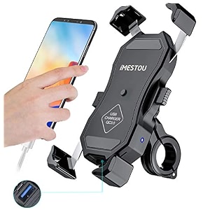 usb type imestou motorcycle usb phone mount charger handlebar amp rear-view mirror quick charge cellphone holder universal for 3534-6834 smartphones works with 12v24v motorcycles