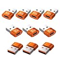 USB to USB C Adapter 10 Pack,10A 200W Fast Charging Data Transfer