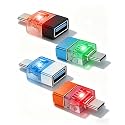 USB to USB C Adapter 4 Pack,Type C Male to USB Female Converter Support OTG,USB 3.0 Adapter with LED for Charging Heads, Computers, Laptops(4 Pack)